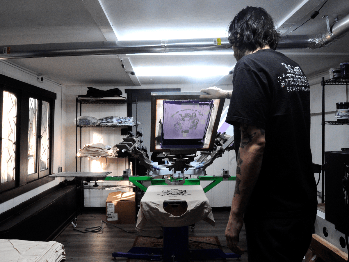 Custom screen printed apparel for a San Francisco business